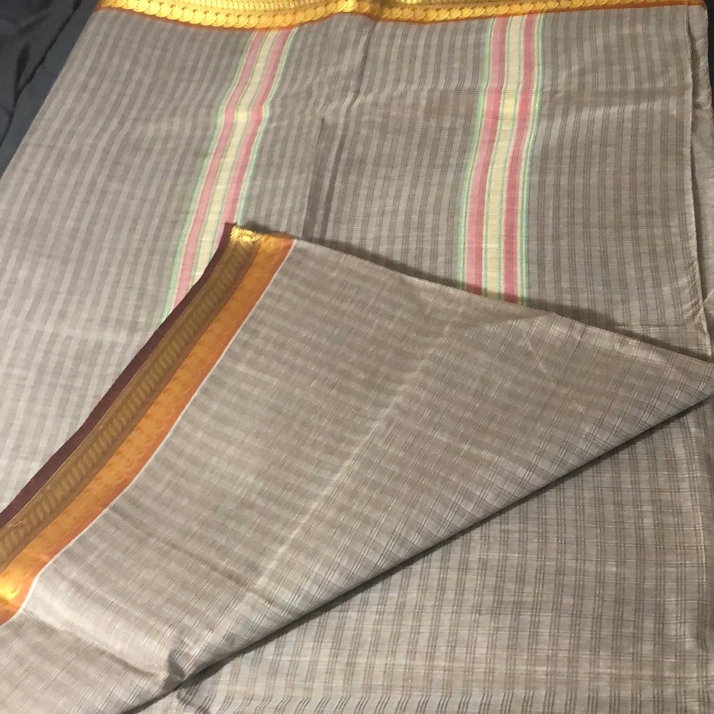 Chanderi silk saari, handmade zari border